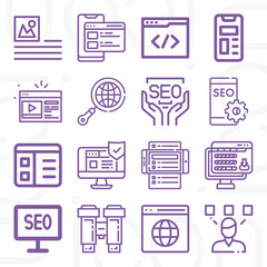 16 pack of application program  lineal web icons set
