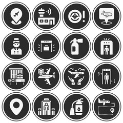 16 pack of air terminal  filled web icons set