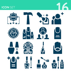 Simple set of 16 icons related to succeed