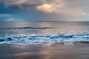 seascape. Salinetas beach at sunset. Telde. Gran Canaria. Canary islands. Spain