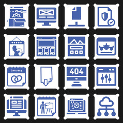 16 pack of half title  filled web icons set