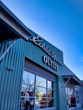 Woodinville, WA / USA - November 2nd, 2019: Exterior of Eddie Bauer outlet in Woodinville, WA.