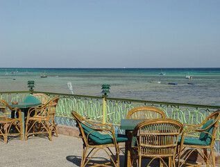 Open veranda by the sea. Hurghada, Egypt