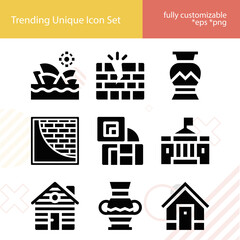 Simple set of attic related filled icons.