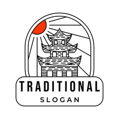 pagoda japanese logo vector line art minimalist illustration creative design