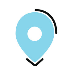 Flat geolocation blue icon. Vector travel icon