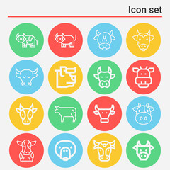 16 pack of bovine  lineal web icons set