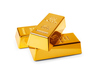 Gold bars isolated on white background.