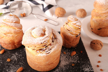 Homemade Easter Kraffins on light background