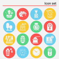 16 pack of morning  filled web icons set