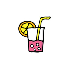 Colorful doodle cocktail illustration in vector. Colorful cocktail icon in vector.