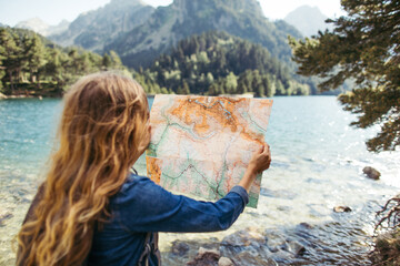 blonde woman exploring and enjoying nature