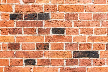 Interior old red brick wall close up texture background