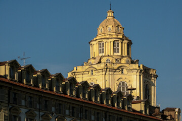 Fototapeta na wymiar Turin (Italy) Dome of the Church of San Lorenzo