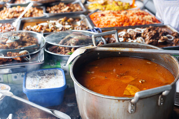 Asian street food. Traditional outdoor market