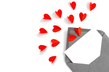 Love letter Red paper hearts Valentines Day