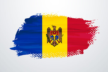 Moldova brush paint flag
