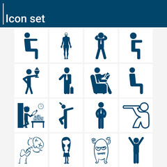 Simple set of seated related filled icons.