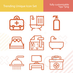 Simple set of hallway related lineal icons.