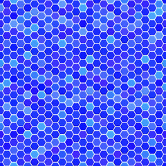 Seamless random blue honeycomb mosaic. Vector illustration.