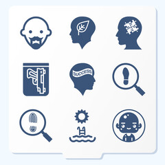Simple set of 9 icons related to uncovered