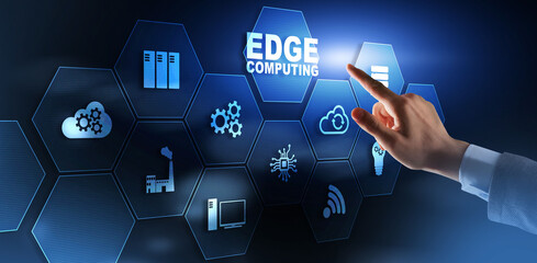Edge Computing Business Technology concept on virtual screen.