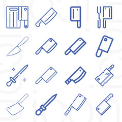 16 pack of butcher  lineal web icons set