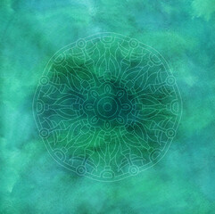 Vintage watercolor greeting card with Mandala. Great for invitation, flyer, menu, brochure, postcard, wallpaper, decoration, or any desired idea.
