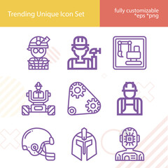 Simple set of hard hat related lineal icons.