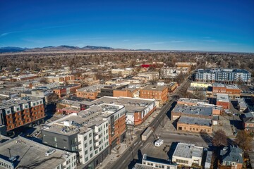 Fototapeta premium Aerial View of Downtown Loveland, Colorado during Winter