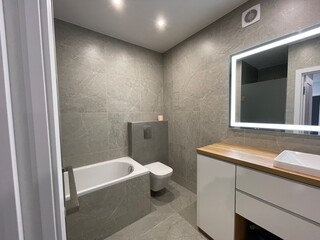 Fototapeta na wymiar modern bathroom interior with shower and bath modern bathroom interior