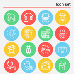 16 pack of deputy  lineal web icons set