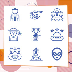 Simple set of 9 icons related to stranger
