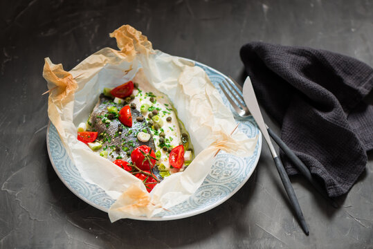 Baked seabream fillet