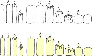 Set of candles сan be used as a template. Graphics and fill