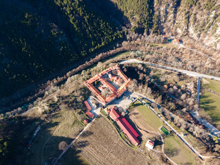 Aerial view of Medieval Bachkovo Monastery, Bulgaria