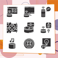 Simple set of 9 icons related to sound reflection