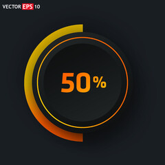 50 percent pie chart. Circle diagram business illustration, Percentage vector infographics
