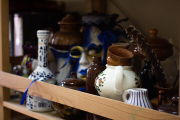 Items for drawing are on the shelf, decorations for the composition 