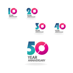 set year anniversary invitation, greeting card, poster template, Anniversary Vector layered paper cut style number.