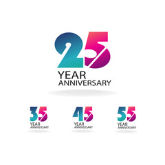 set year anniversary invitation, greeting card, poster template, Anniversary Vector layered paper cut style number.