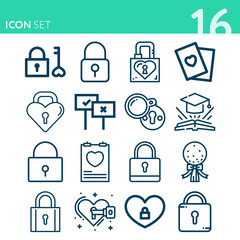 Simple set of 16 icons related to show bill