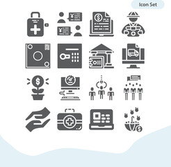 Simple set of benefit related filled icons.