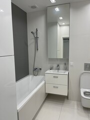 modern bathroom with towel and shower