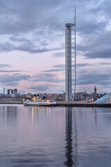 Fototapeta na wymiar Glasgow Tower at Pacific Quay, Clyde, Glasgow