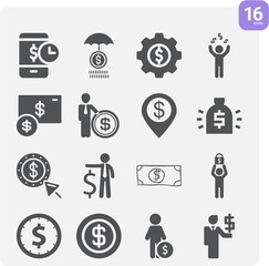 Simple set of bank bill related filled icons.