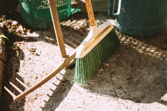 Broom and rake