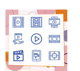 Simple set of 9 icons related to slow motion