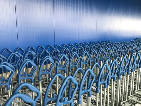 Rows of shopping carts
