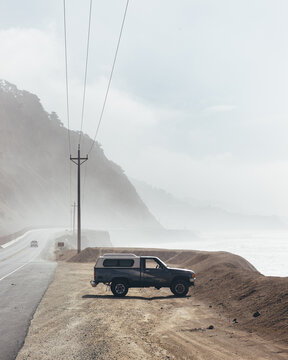 Truck parked on the Pacific Coast Highway